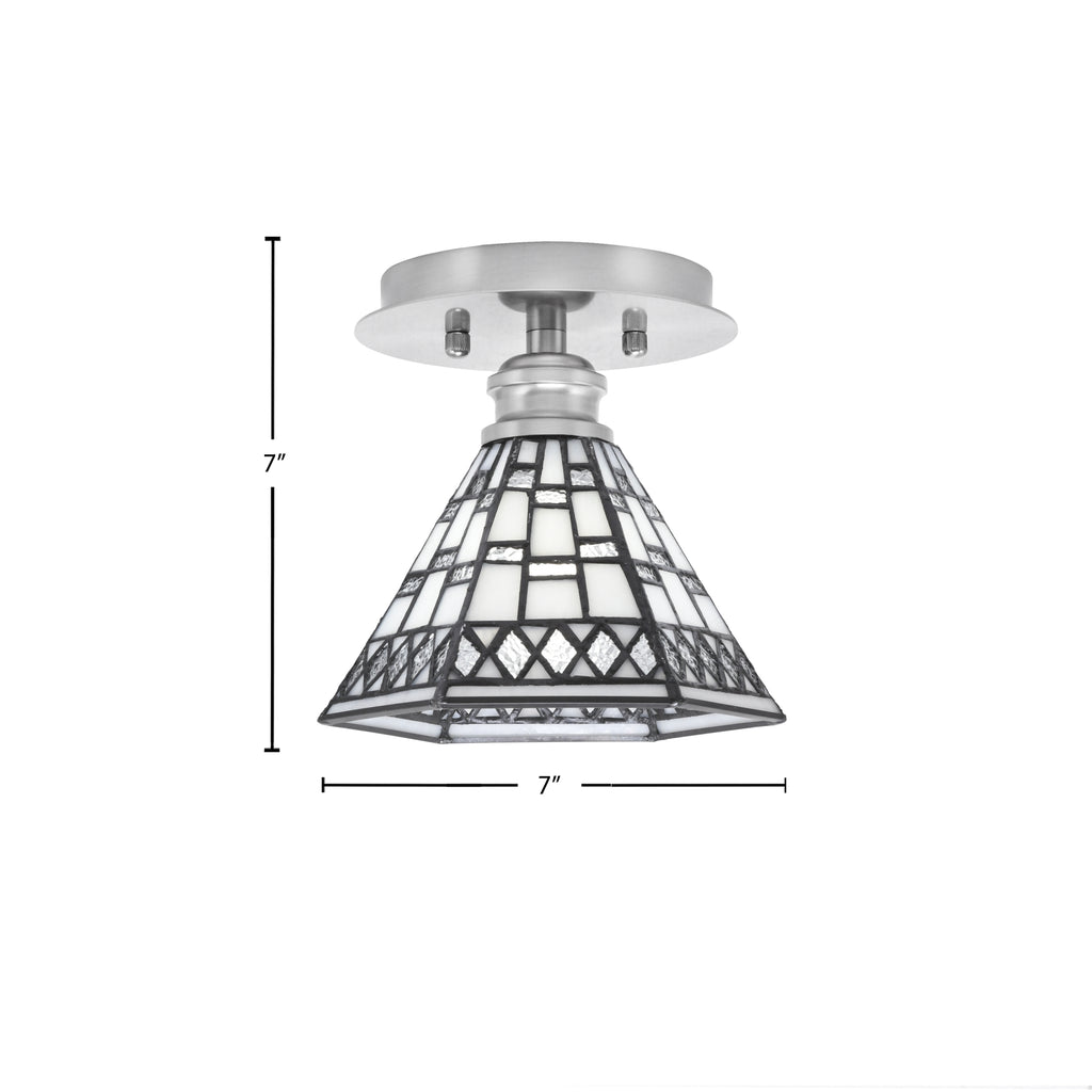 Edge One Light Semi-Flush Mount in Brushed Nickel with 7" Pewter Art Glass Shade