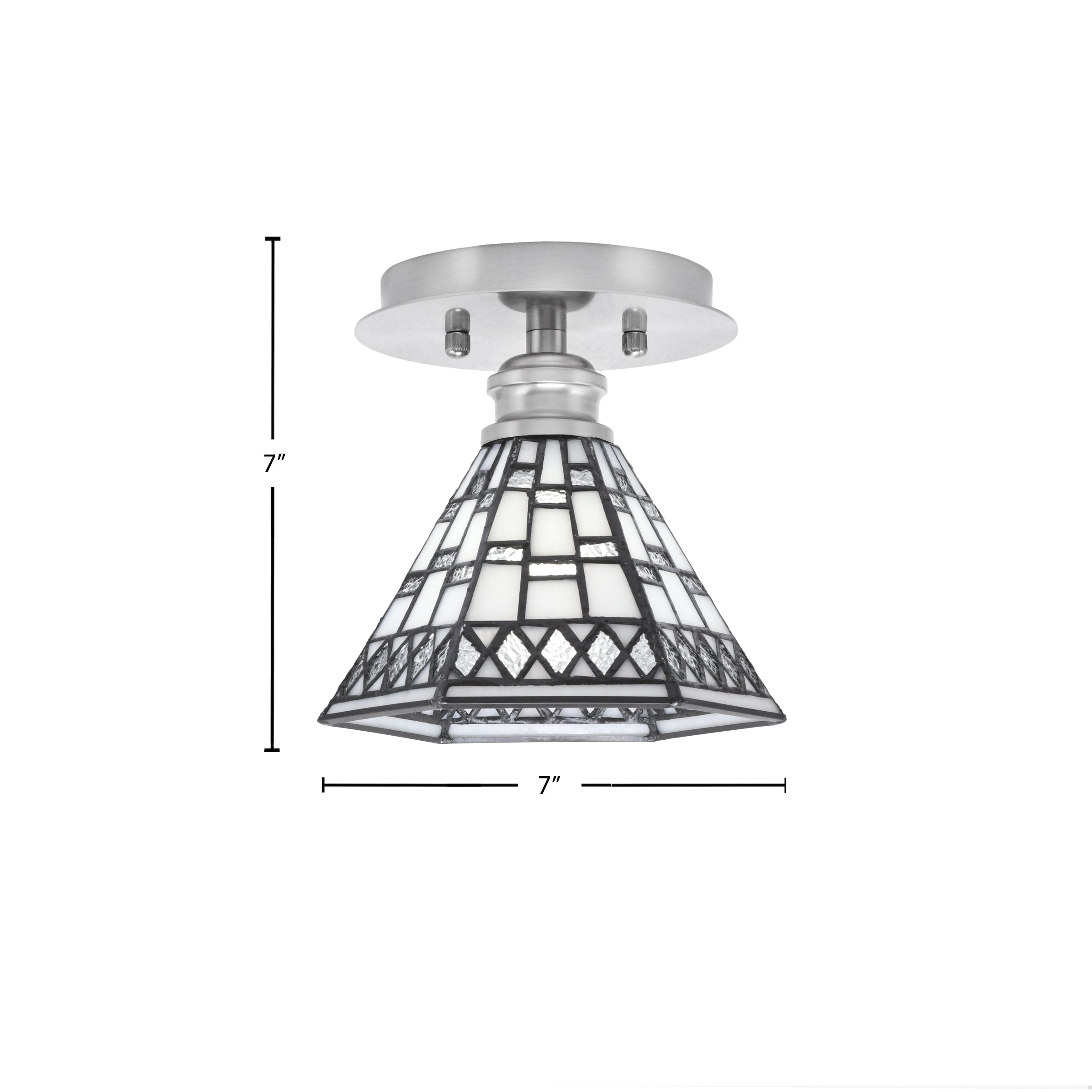 Edge One Light Semi-Flush Mount in Brushed Nickel with 7" Pewter Art Glass Shade