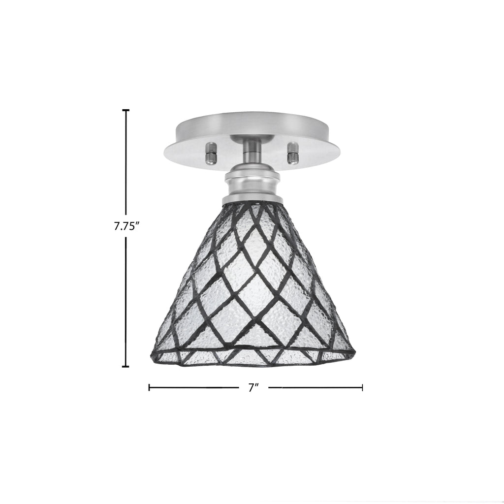Edge One Light Semi-Flush Mount in Brushed Nickel with 7" Diamond Ice Art Glass Shade