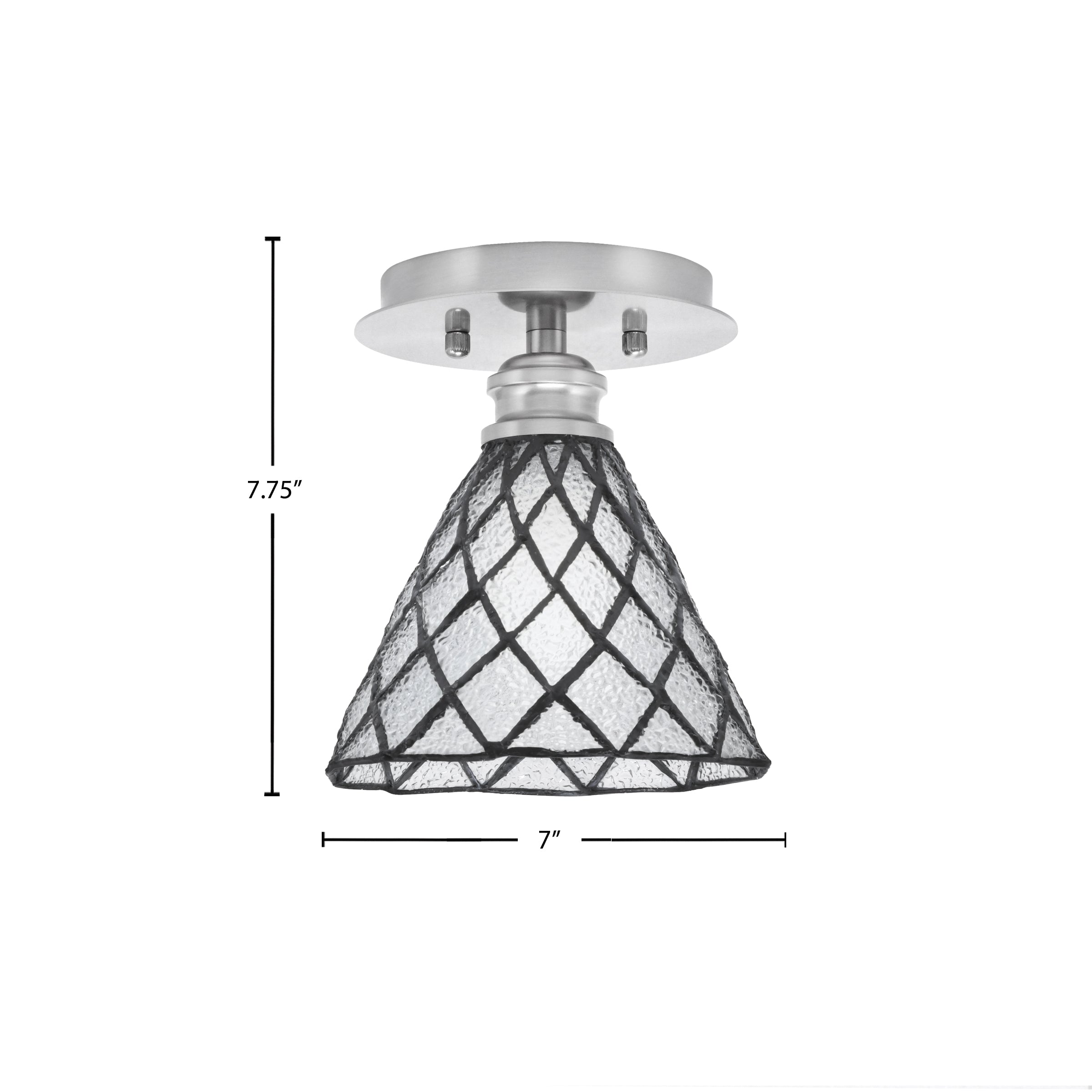 Edge One Light Semi-Flush Mount in Brushed Nickel with 7" Diamond Ice Art Glass Shade