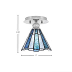 Edge One Light Semi-Flush Mount in Brushed Nickel with 7" Sea Ice Art Glass Shade