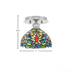 Edge One Light Semi-Flush Mount in Brushed Nickel with 7" Kaleidoscope Art Glass Shade