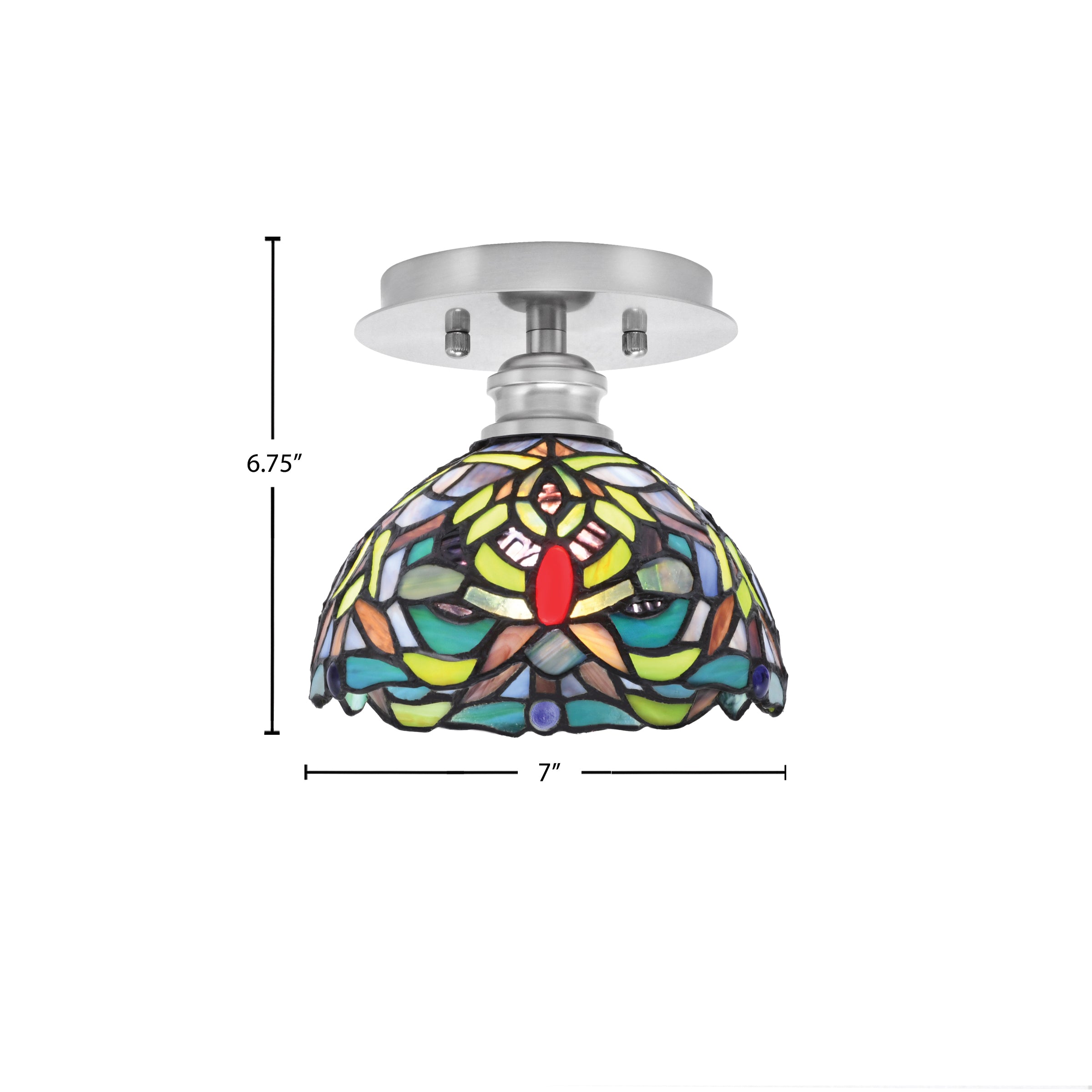 Edge One Light Semi-Flush Mount in Brushed Nickel with 7" Kaleidoscope Art Glass Shade