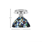 Edge One Light Semi-Flush Mount in Brushed Nickel with 7" Kaleidoscope Art Glass Shade