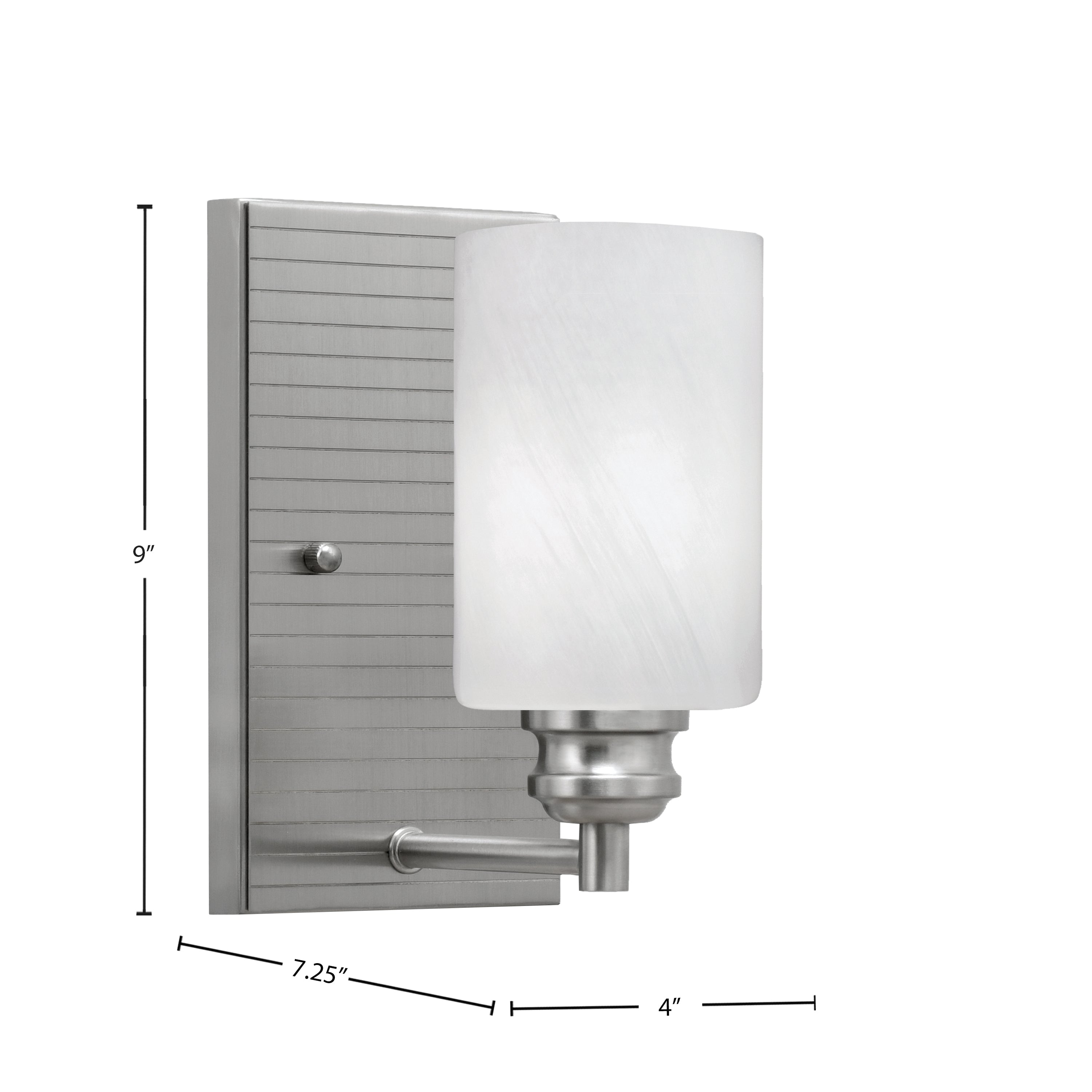 Edge One Light Wall Sconce in Brushed Nickel with 4" White Marble Shade