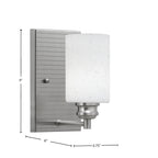 Edge One Light Wall Sconce in Brushed Nickel with 4" White Muslin Shade