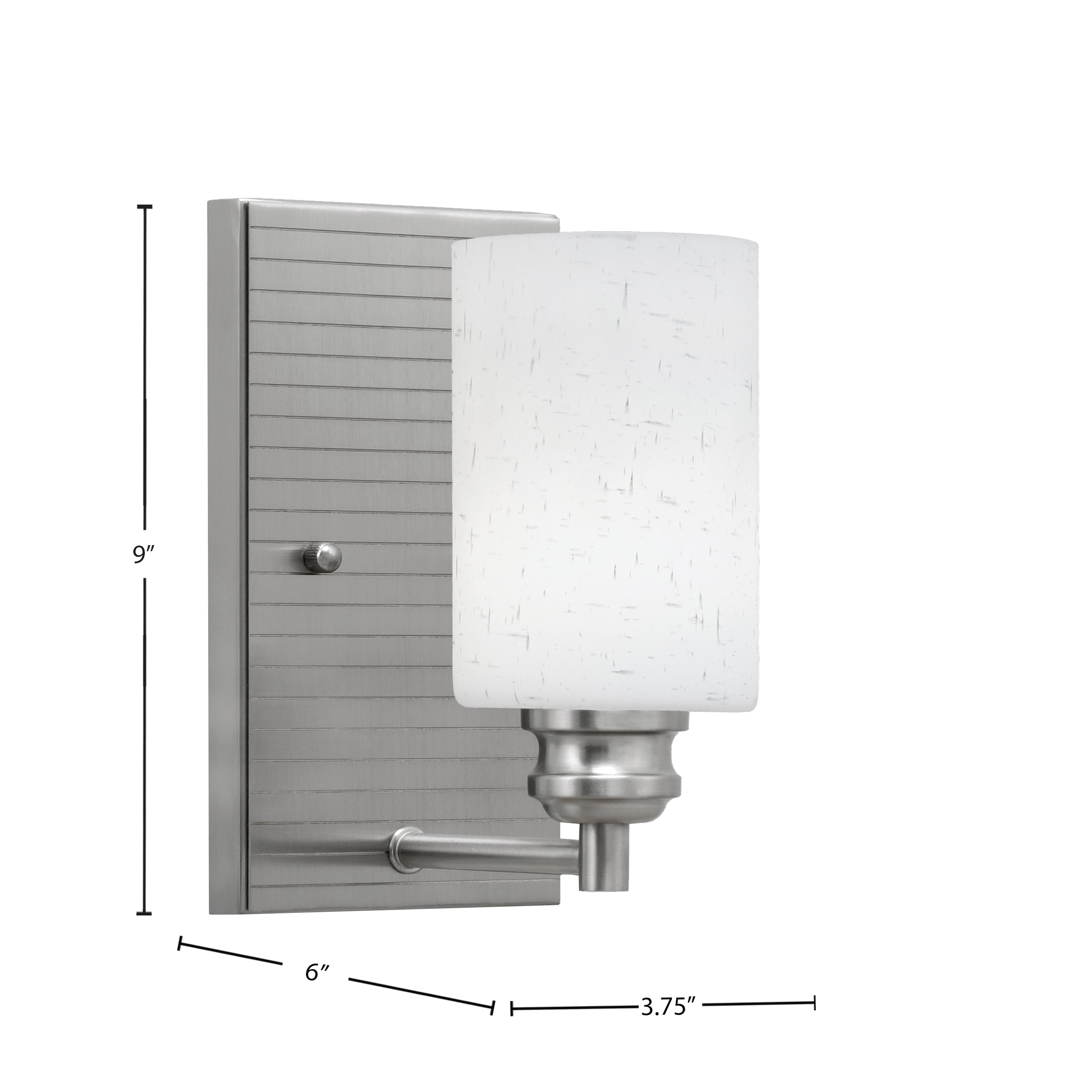 Edge One Light Wall Sconce in Brushed Nickel with 4" White Muslin Shade