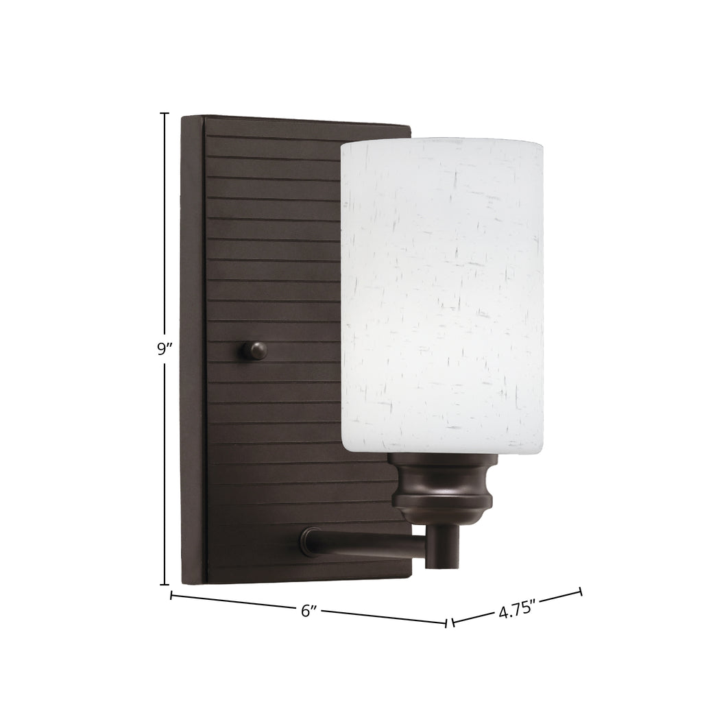 Edge One Light Wall Sconce in Espresso with 4" White Muslin Shade