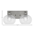 Edge Two Light Bath Bar in Brushed Nickel with 7" Clear Bubble Shade