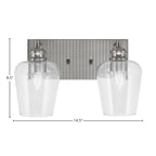 Edge Two Light Bath Bar in Brushed Nickel with 5" Clear Bubble Shade