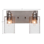 Edge Two Light Bath Bar in Brushed Nickel with 4" Clear Bubble Shade