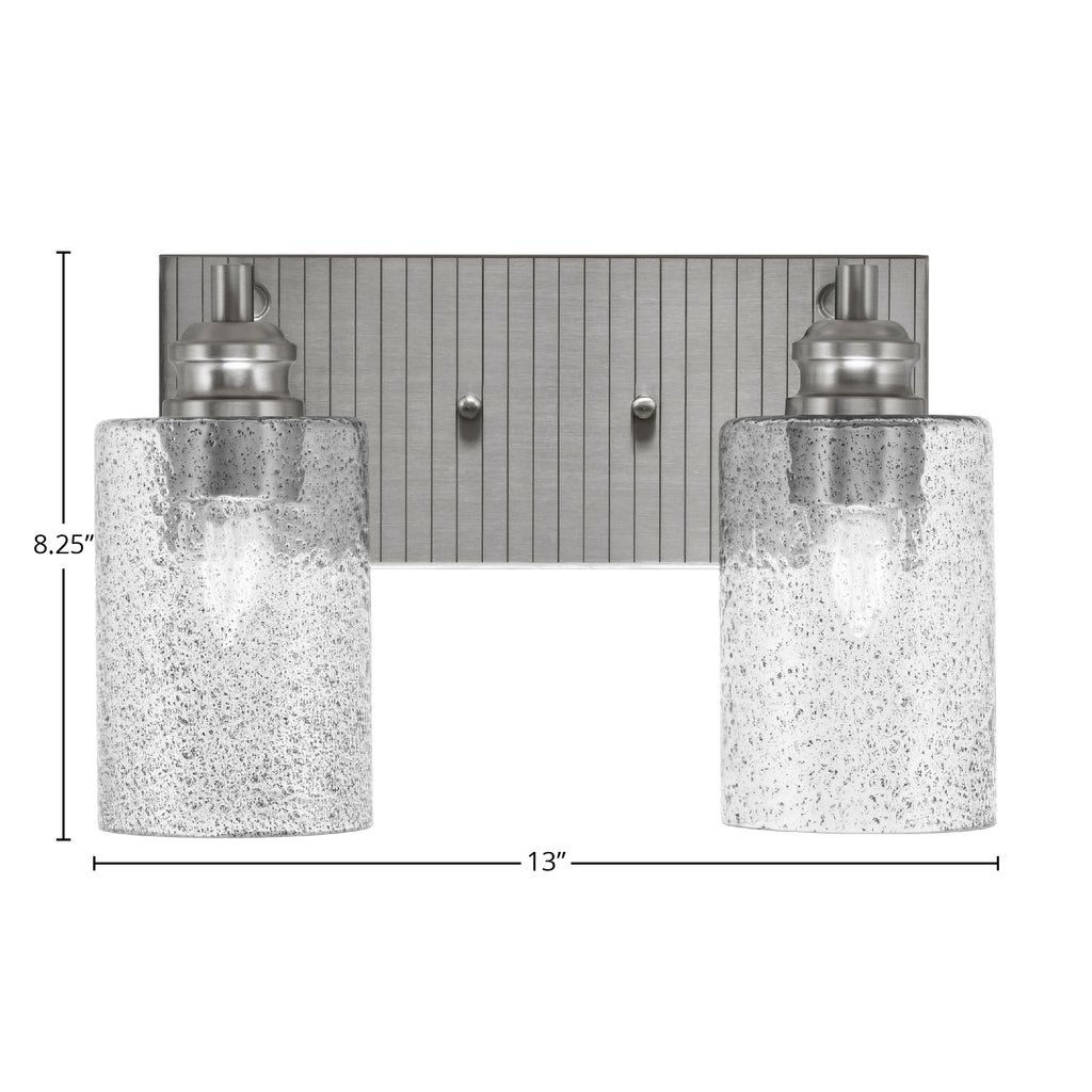 Edge Two Light Bath Bar in Brushed Nickel with 4" Smoke Bubble Shade
