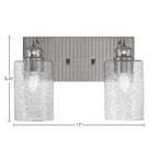 Edge Two Light Bath Bar in Brushed Nickel with 4" Smoke Bubble Shade