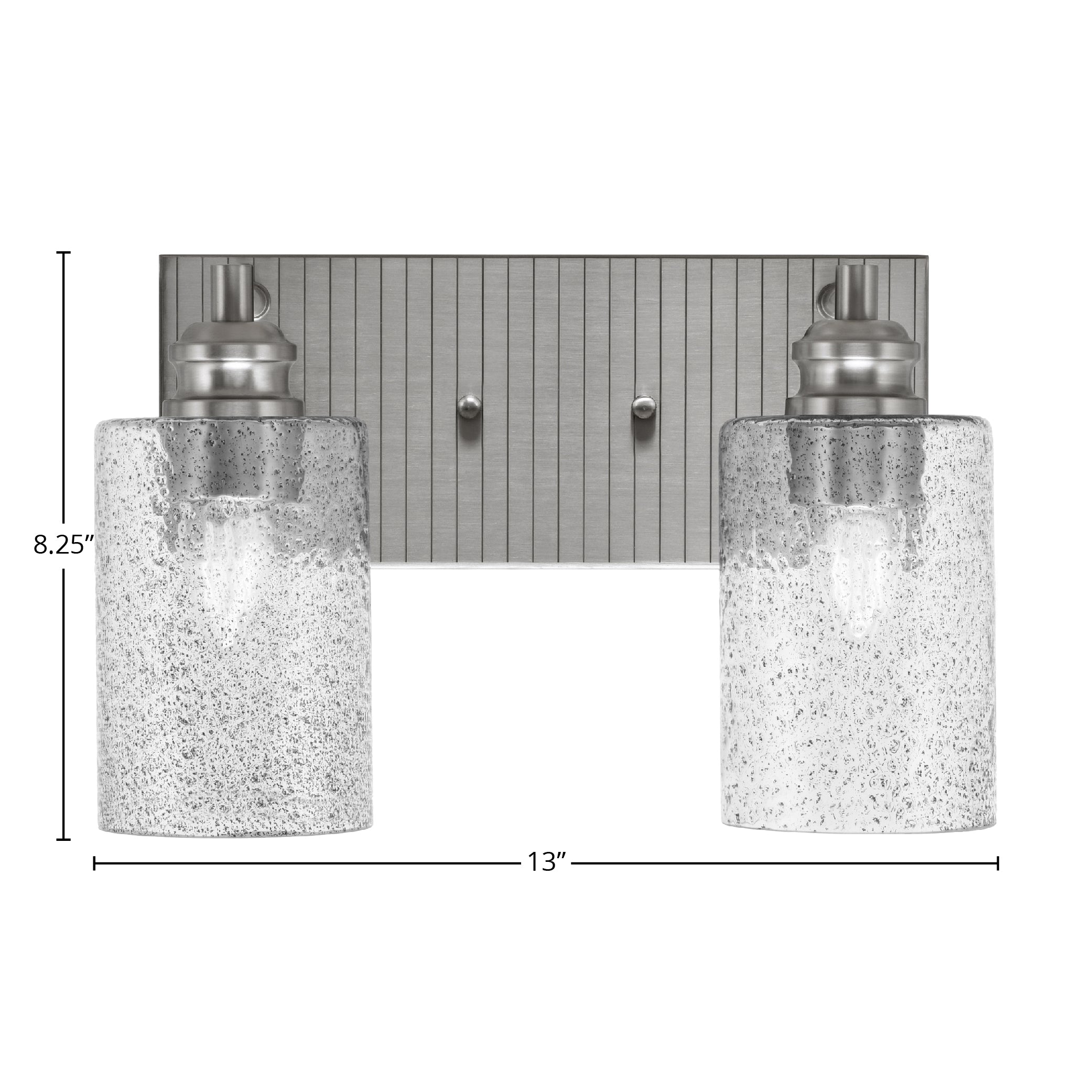 Edge Two Light Bath Bar in Brushed Nickel with 4" Smoke Bubble Shade
