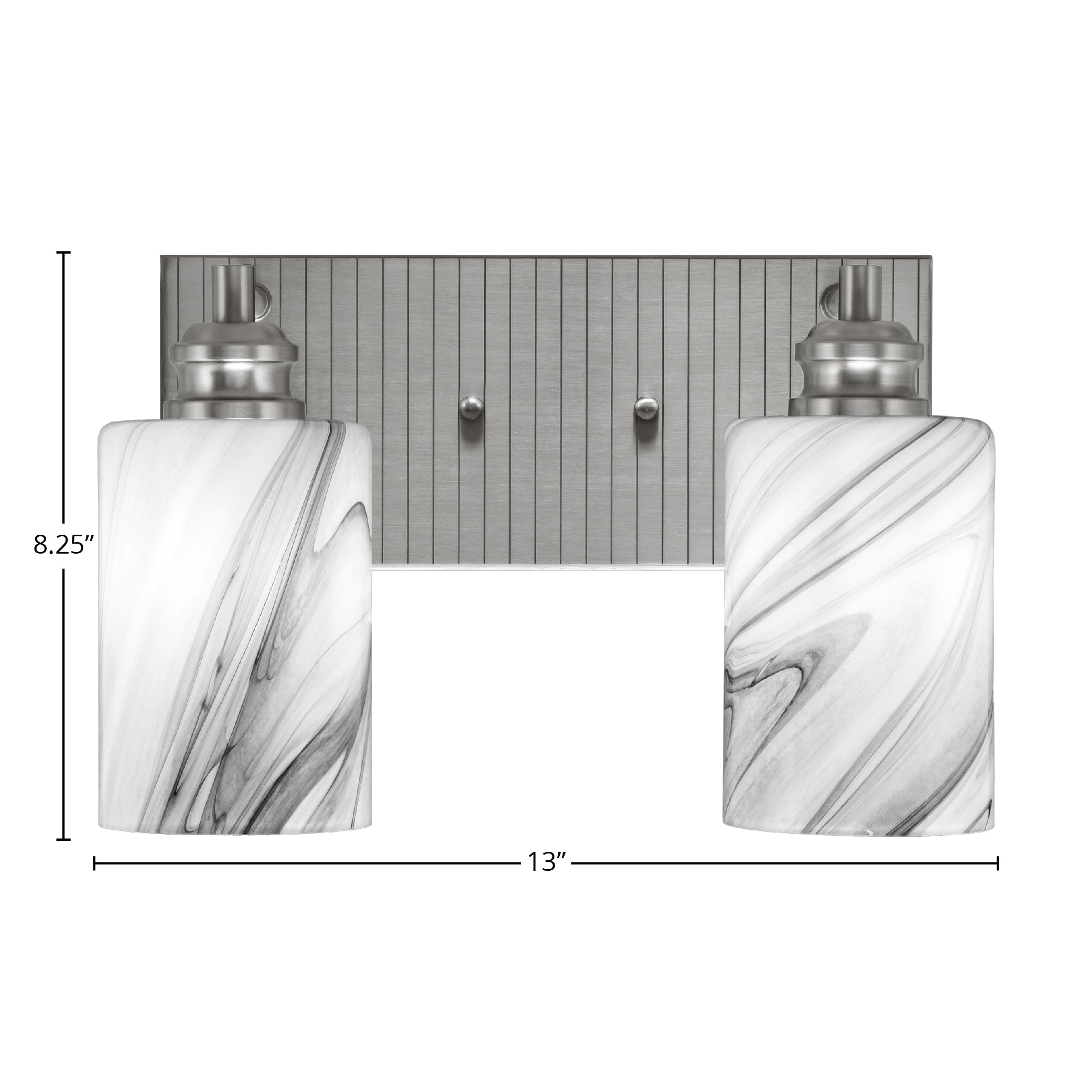 Edge Two Light Bath Bar in Brushed Nickel with 4" Onyx Swirl Shade