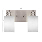 Edge Two Light Bath Bar in Brushed Nickel with 4" White Muslin Shade