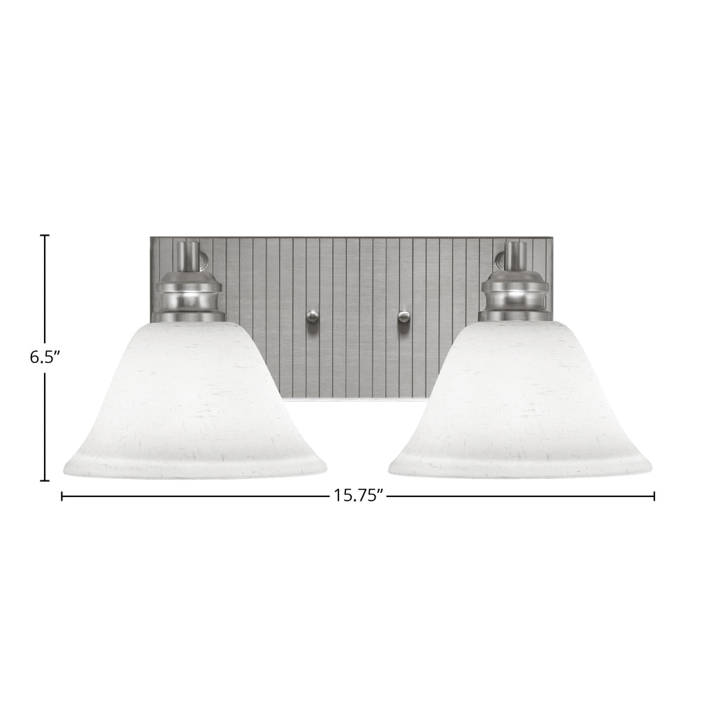 Edge Two Light Bath Bar in Brushed Nickel with 7" White Muslin Shade