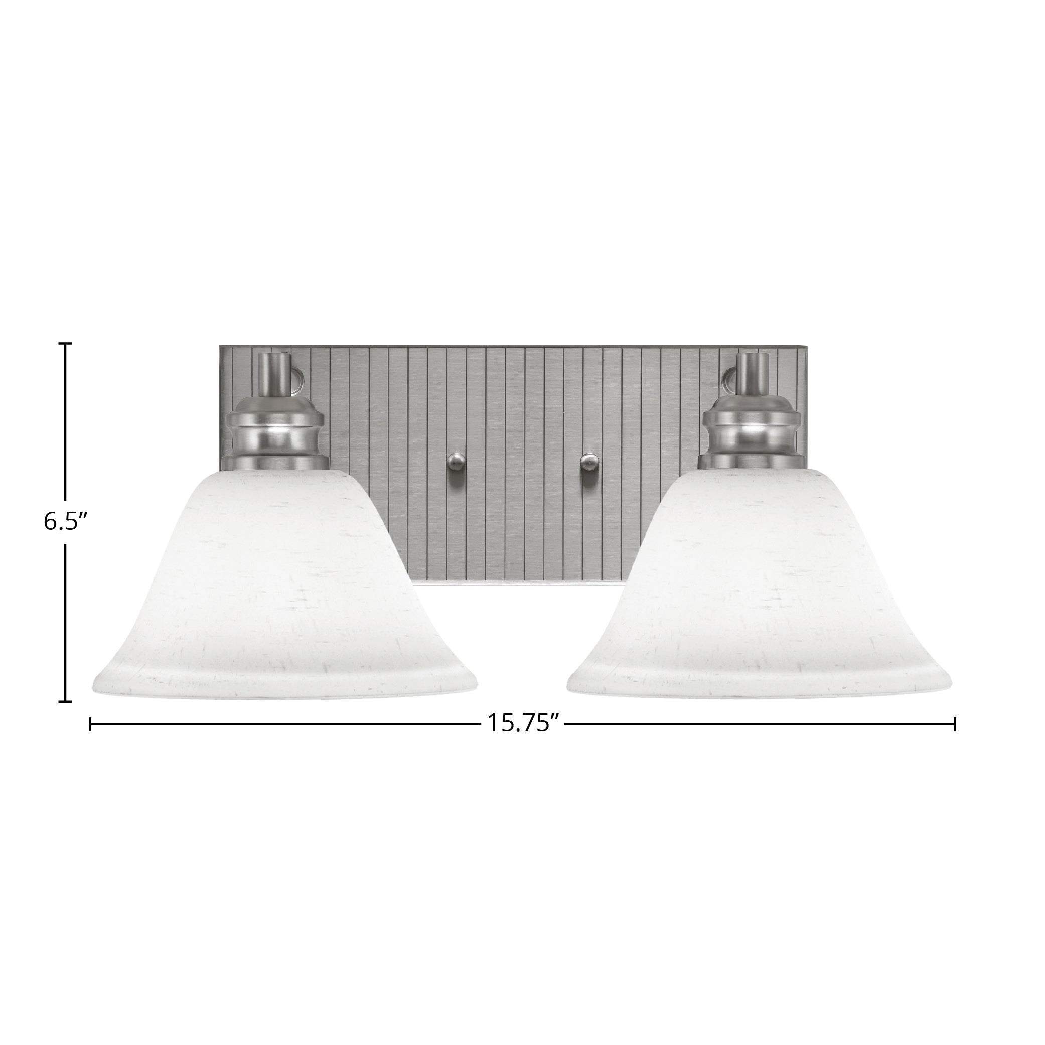 Edge Two Light Bath Bar in Brushed Nickel with 7" White Muslin Shade