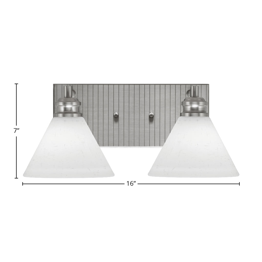 Edge Two Light Bath Bar in Brushed Nickel with 7" White Muslin Shade