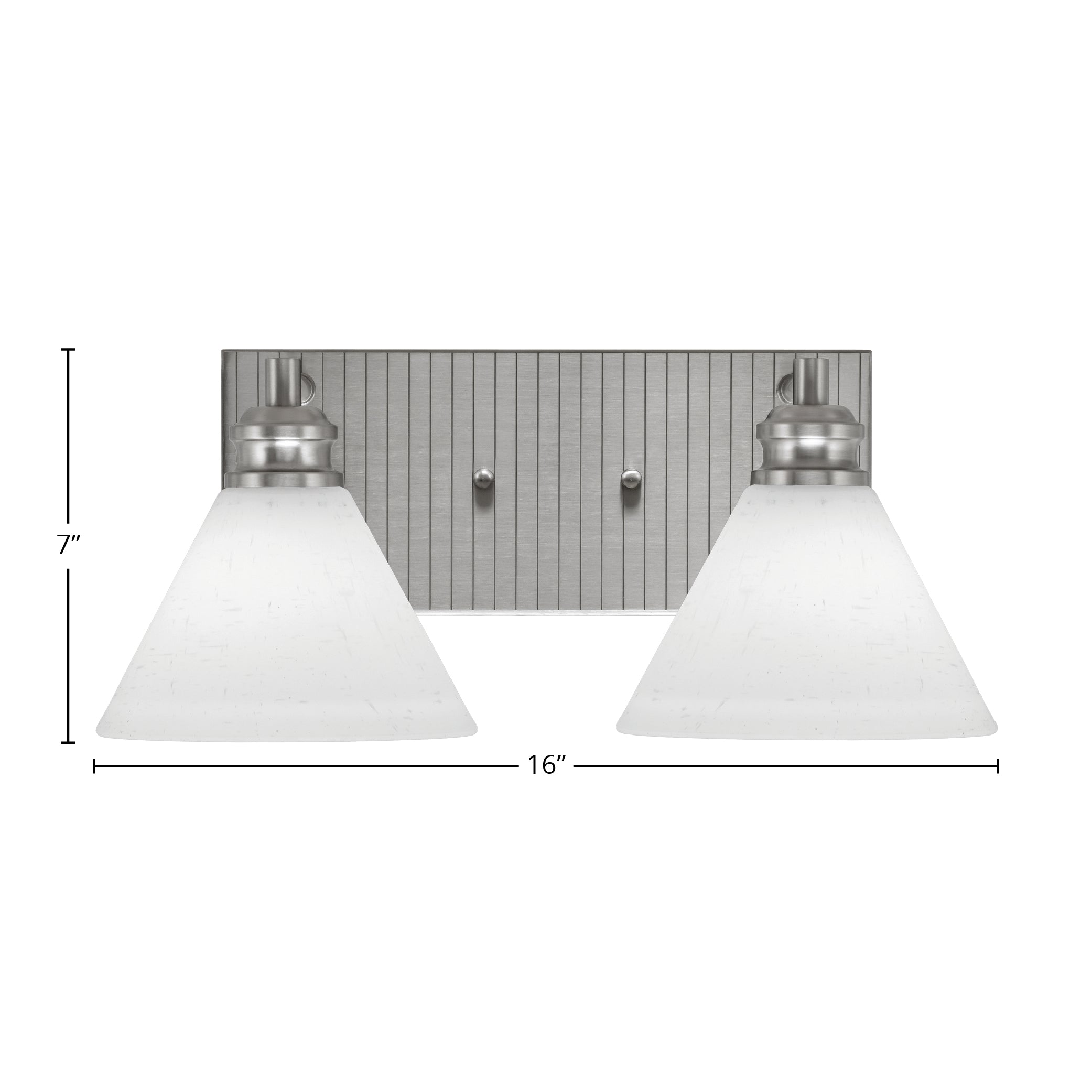 Edge Two Light Bath Bar in Brushed Nickel with 7" White Muslin Shade