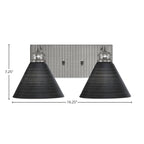Edge Two Light Bath Bar in Brushed Nickel with 7" Black Matrix Shade