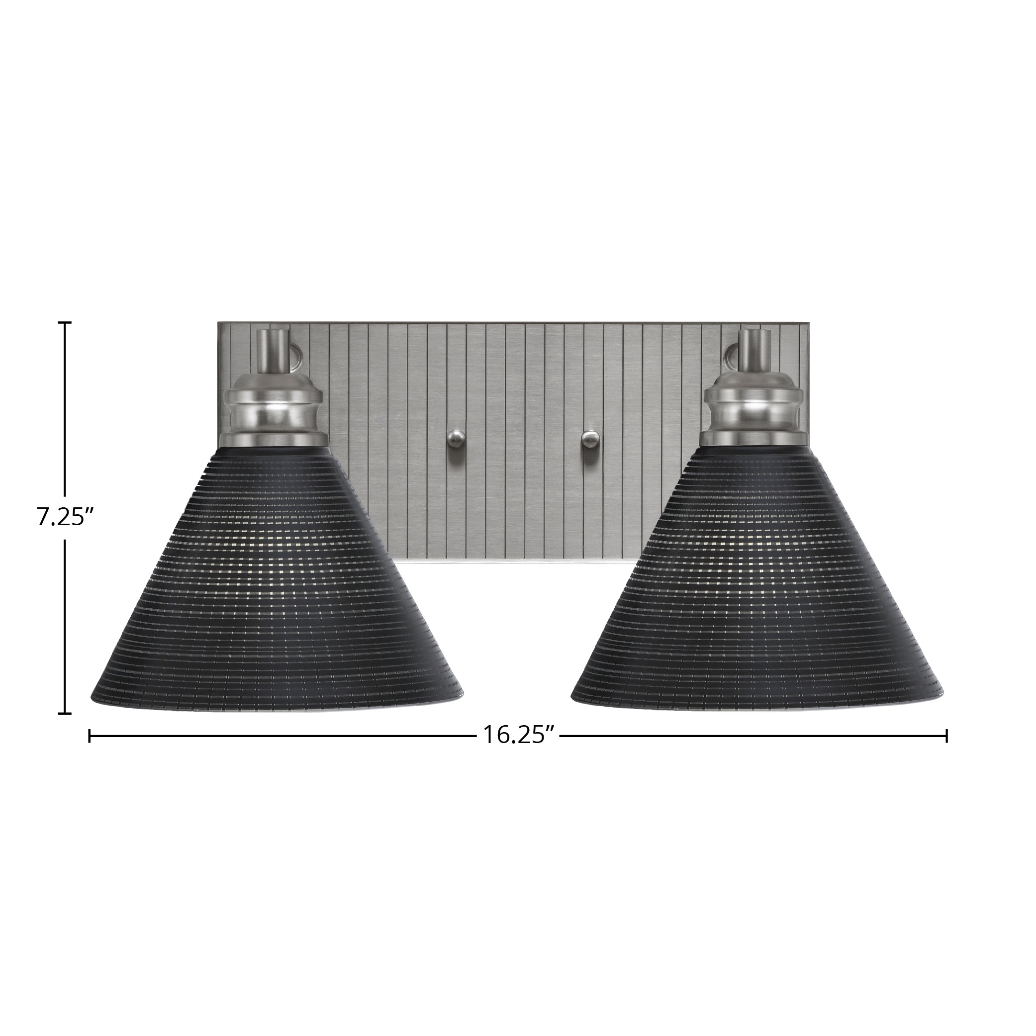 Edge Two Light Bath Bar in Brushed Nickel with 7" Black Matrix Shade