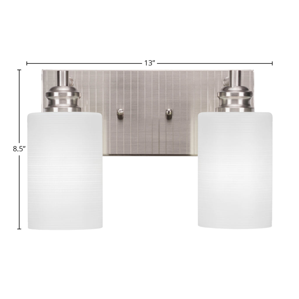 Edge Two Light Bath Bar in Brushed Nickel with 4" White Matrix Shade