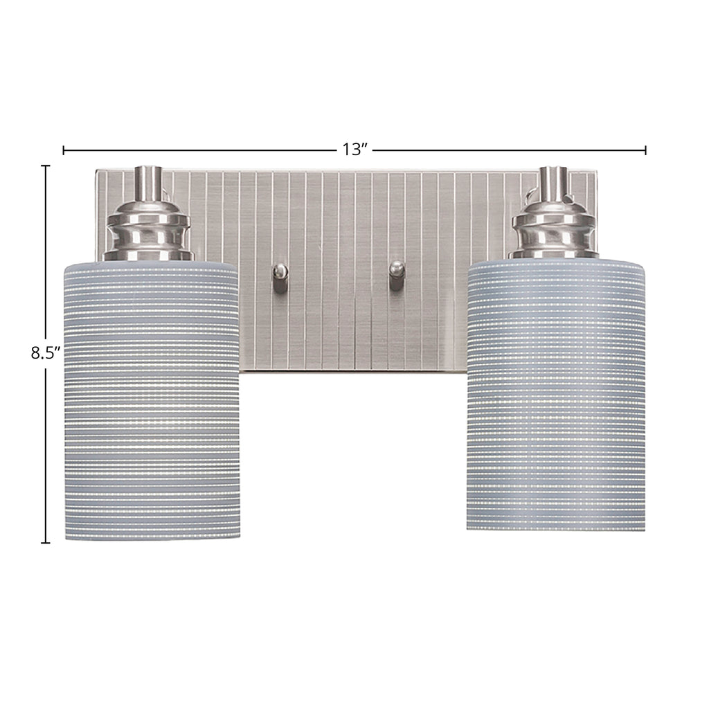 Edge Two Light Bath Bar in Brushed Nickel with 4" Gray Matrix Shade