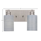 Edge Two Light Bath Bar in Brushed Nickel with 4" Gray Matrix Shade