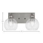 Edge Two Light Bath Bar in Brushed Nickel with 5.75" Clear Bubble Shade