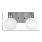Edge Two Light Bath Bar in Brushed Nickel with 5.75" White Marble Shade