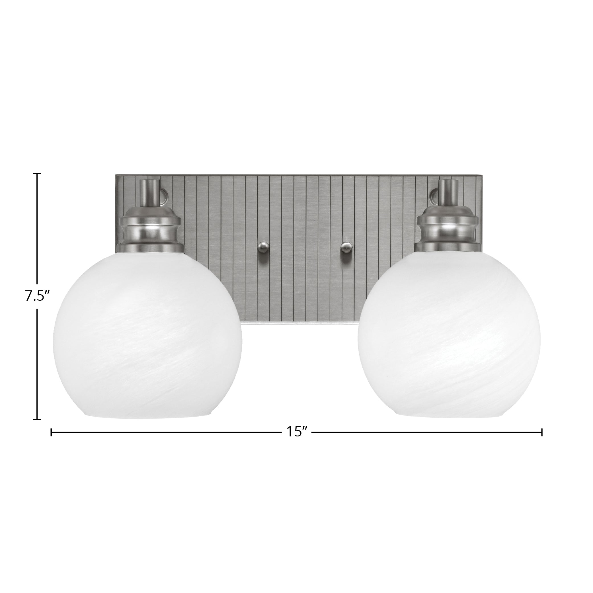 Edge Two Light Bath Bar in Brushed Nickel with 5.75" White Marble Shade