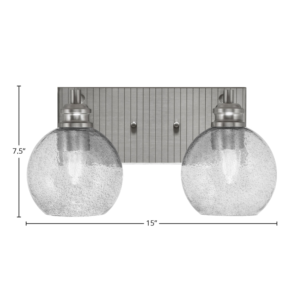 Edge Two Light Bath Bar in Brushed Nickel with 5.75" Smoke Bubble Shade