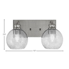 Edge Two Light Bath Bar in Brushed Nickel with 5.75" Smoke Bubble Shade