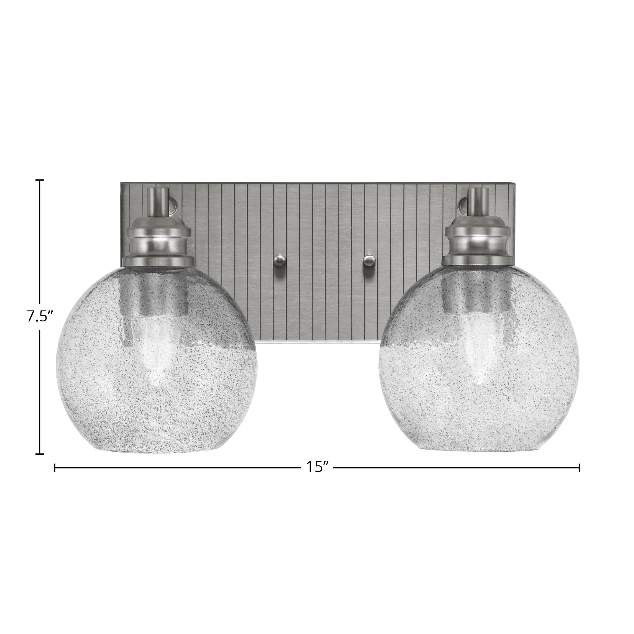 Edge Two Light Bath Bar in Brushed Nickel with 5.75" Smoke Bubble Shade