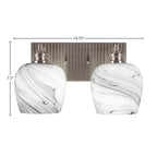 Edge Two Light Bath Bar in Brushed Nickel with 5.75" Onyx Swirl Shade