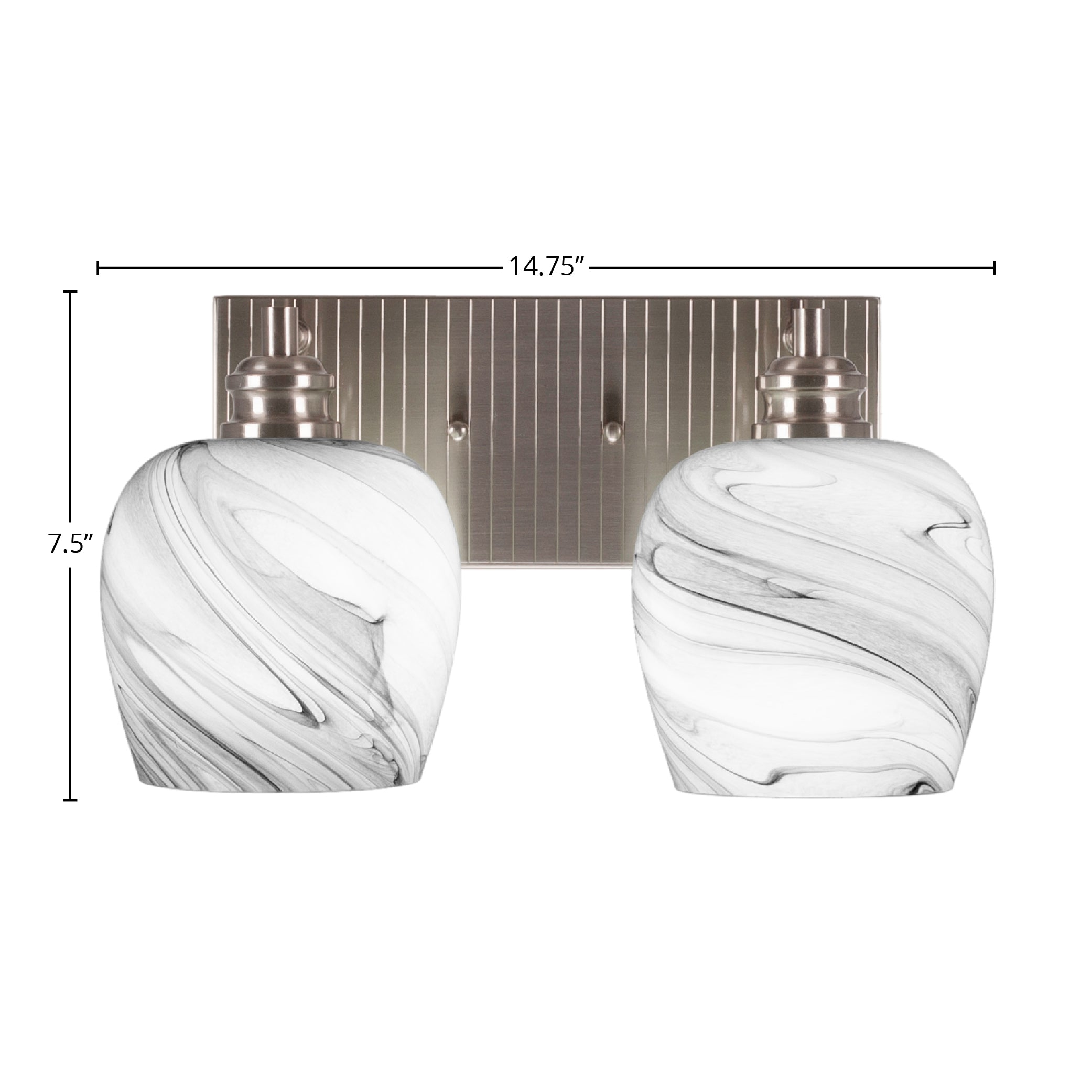 Edge Two Light Bath Bar in Brushed Nickel with 5.75" Onyx Swirl Shade