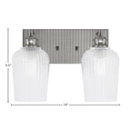 Edge Two Light Bath Bar in Brushed Nickel with 5" Clear Textured Shade