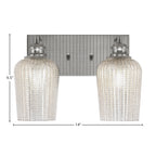 Edge Two Light Bath Bar in Brushed Nickel with 5" Silver Textured Shade
