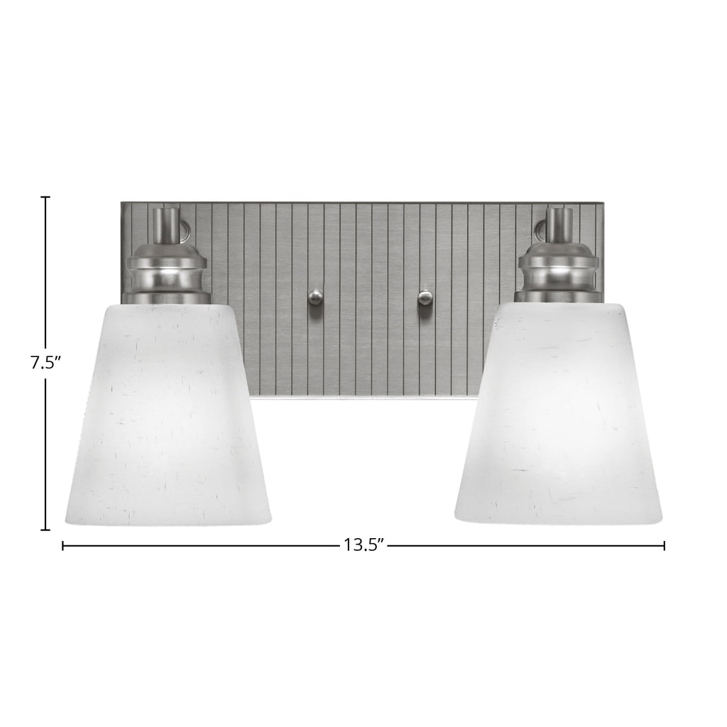 Edge Two Light Bath Bar in Brushed Nickel with 4.5" White Muslin Shade