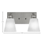 Edge Two Light Bath Bar in Brushed Nickel with 4.5" White Muslin Shade