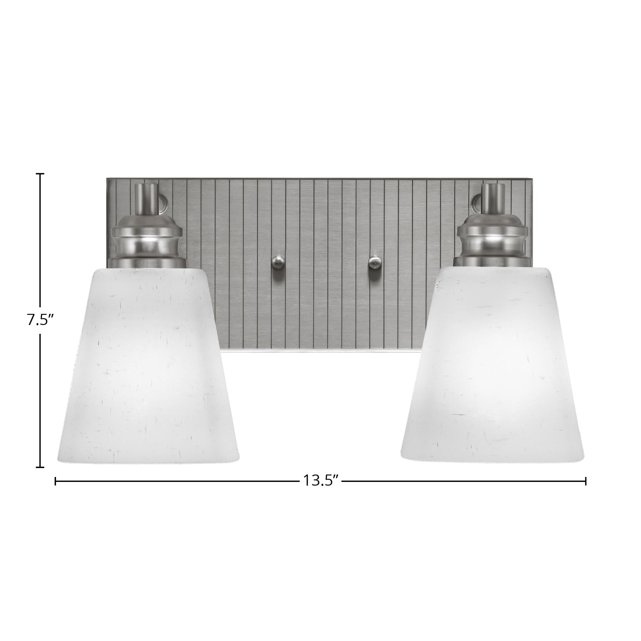 Edge Two Light Bath Bar in Brushed Nickel with 4.5" White Muslin Shade