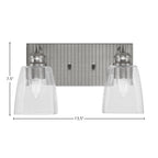 Edge Two Light Bath Bar in Brushed Nickel with 4.5" Clear Bubble Shade