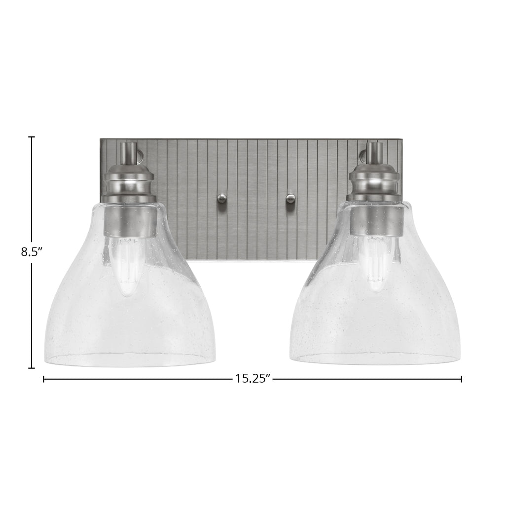 Edge Two Light Bath Bar in Brushed Nickel with 6.25" Clear Bubble Shade