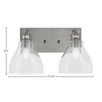 Edge Two Light Bath Bar in Brushed Nickel with 6.25" Clear Bubble Shade
