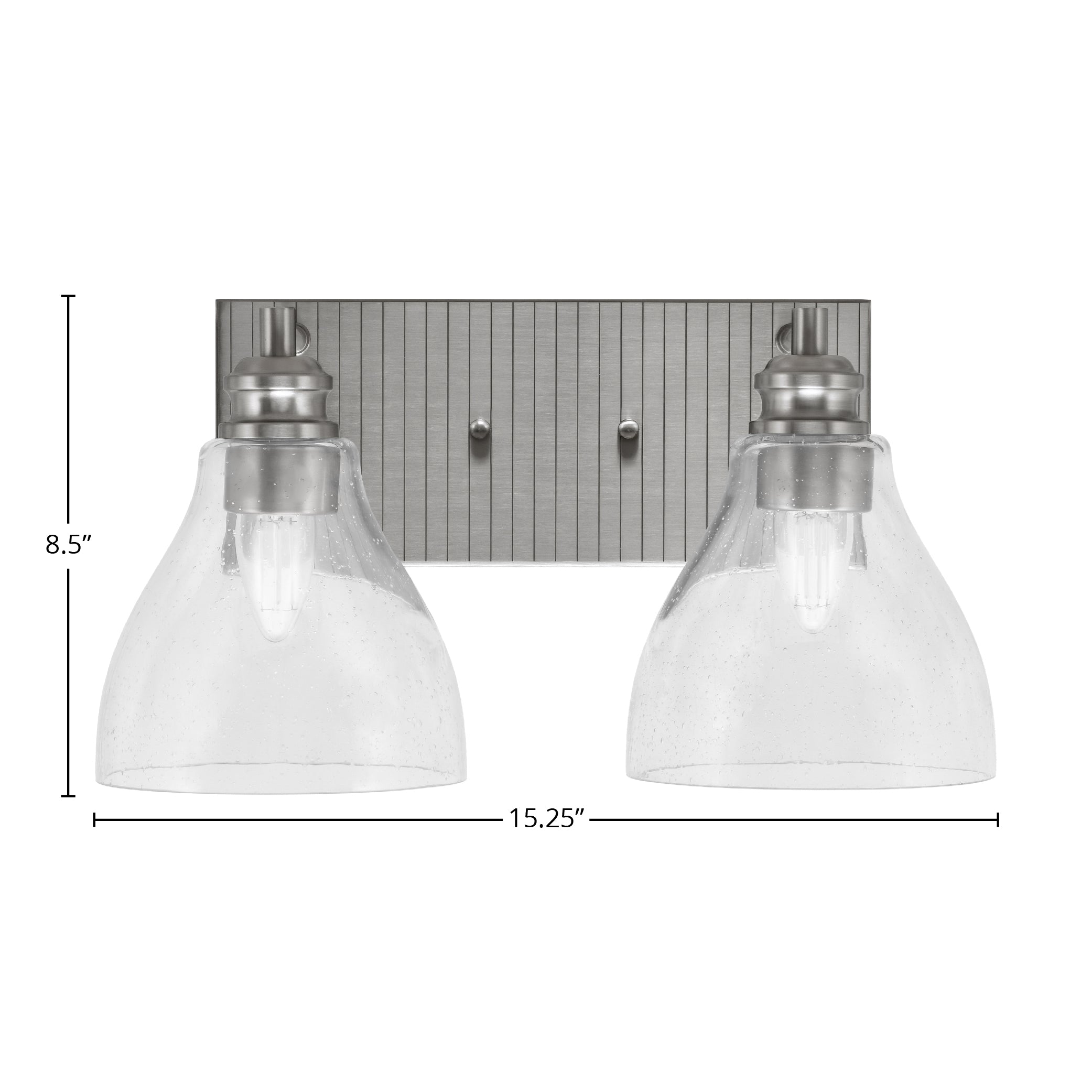Edge Two Light Bath Bar in Brushed Nickel with 6.25" Clear Bubble Shade