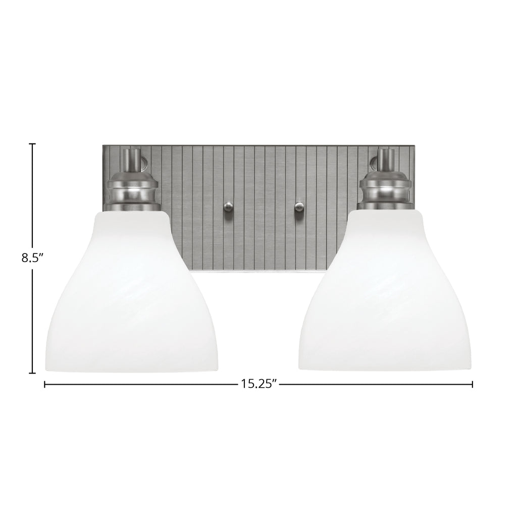 Edge Two Light Bath Bar in Brushed Nickel with 6.25" White Marble Shade