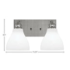 Edge Two Light Bath Bar in Brushed Nickel with 6.25" White Marble Shade