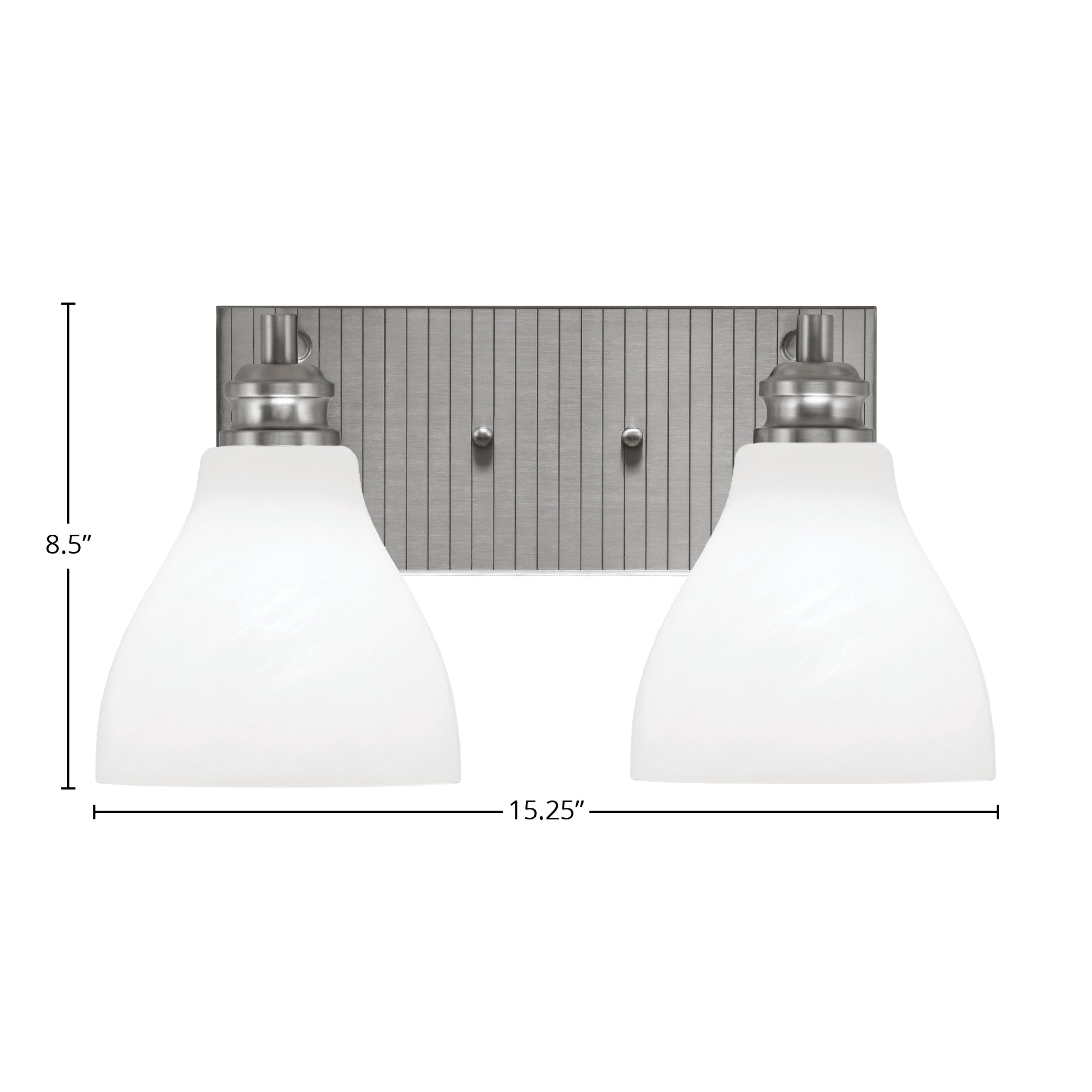 Edge Two Light Bath Bar in Brushed Nickel with 6.25" White Marble Shade