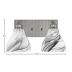 Edge Two Light Bath Bar in Brushed Nickel with 6.25" Onyx Swirl Shade